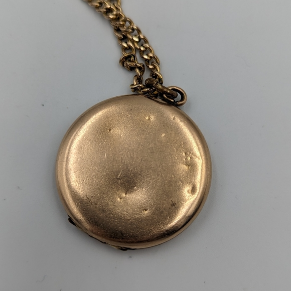 Antique/Vintage Floral Design Locket On Gold Filled Curb Chain 12K GF 24" AS IS - Picture 6 of 15